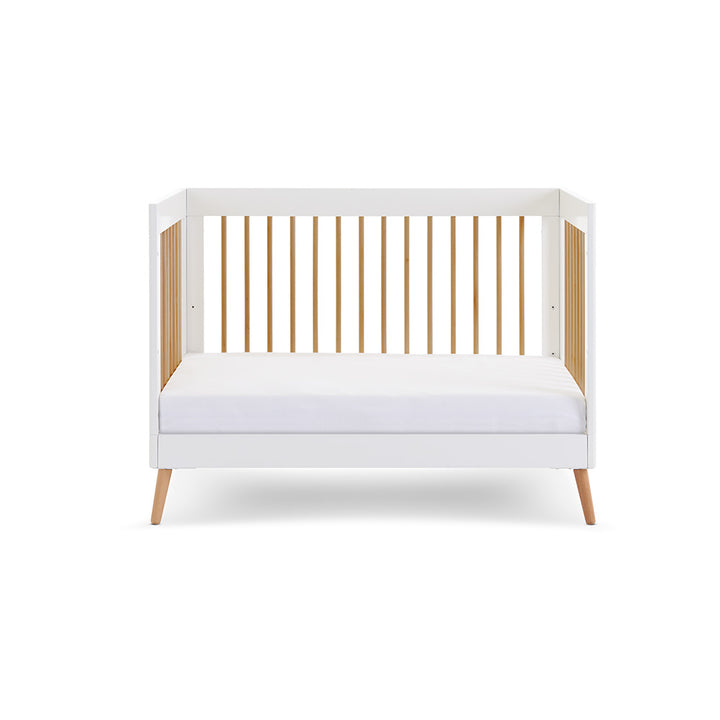 OBaby - Maya Mini Cot Bed - White with Natural - Mabel & Fox