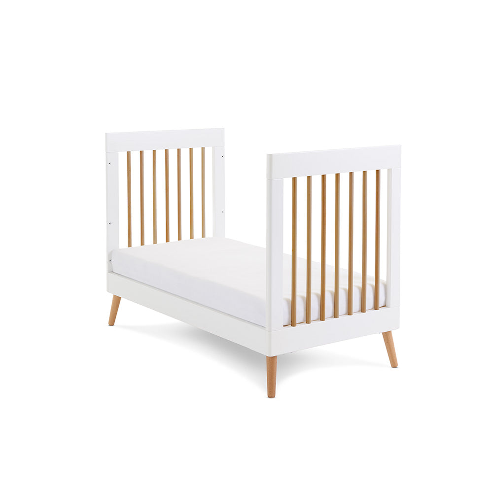 OBaby - Maya Mini Cot Bed - White with Natural - Mabel & Fox