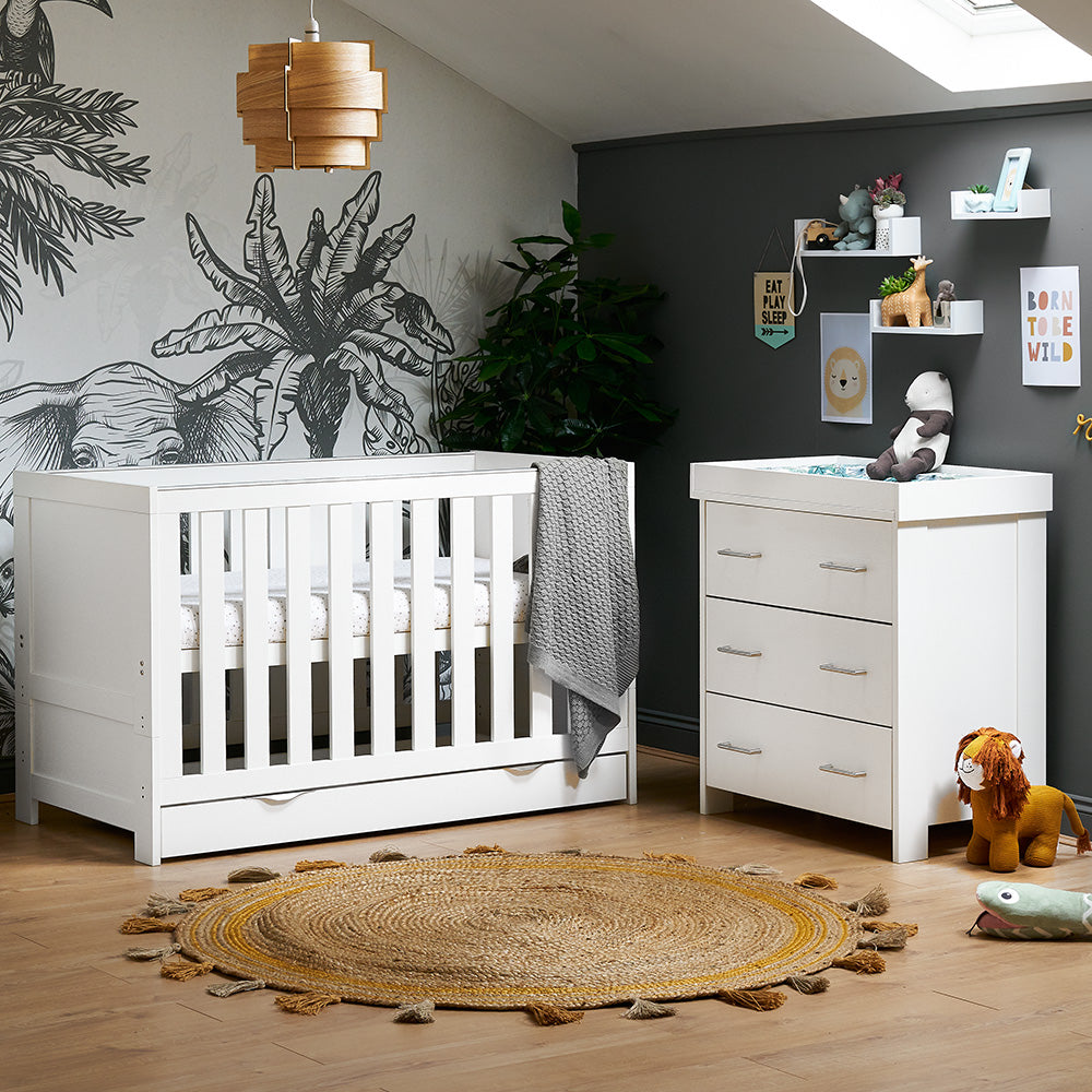 OBaby - Nika 2 Piece Room Set & Underdrawer - White Wash - Mabel & Fox