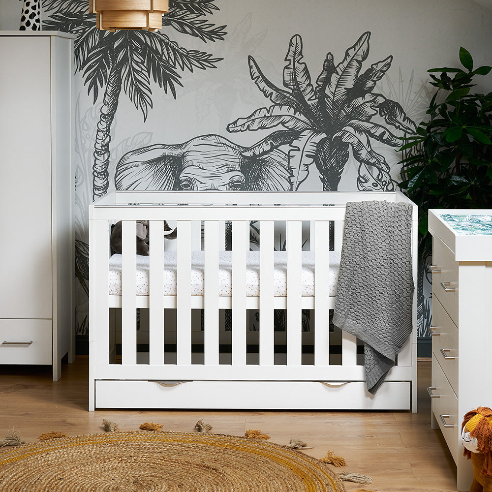OBaby - Nika 3 Piece Room Set & Underdrawer - White Wash - Mabel & Fox