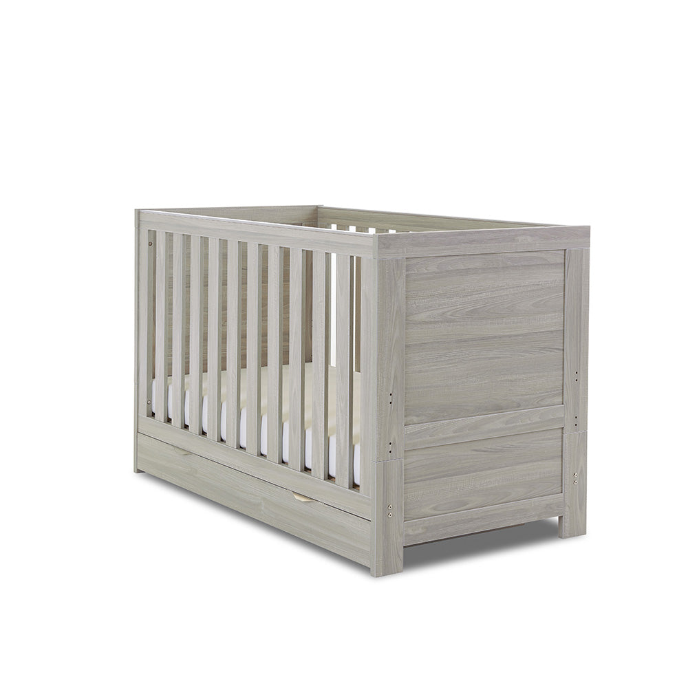 OBaby - Nika Cot Bed & Underdrawer - Grey Wash - Mabel & Fox