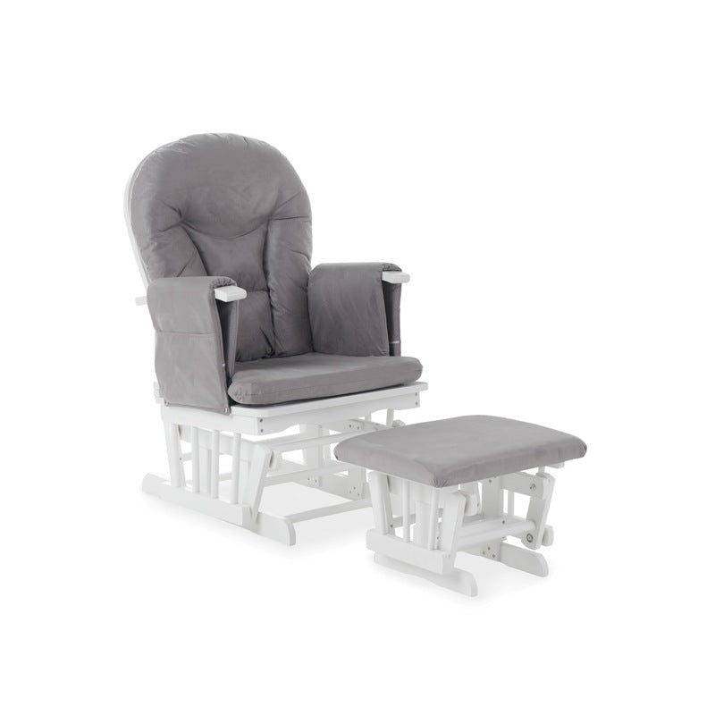 OBaby - Reclining Glider Chair and Stool - Grey - Mabel & Fox