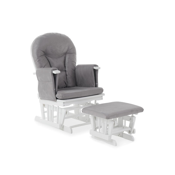 OBaby - Reclining Glider Chair and Stool - Grey - Mabel & Fox