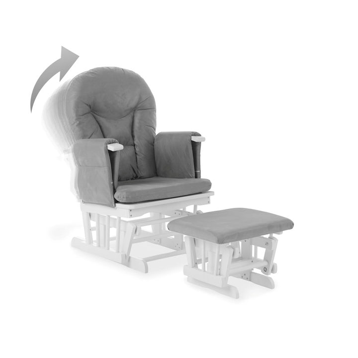 OBaby - Reclining Glider Chair and Stool - Grey - Mabel & Fox
