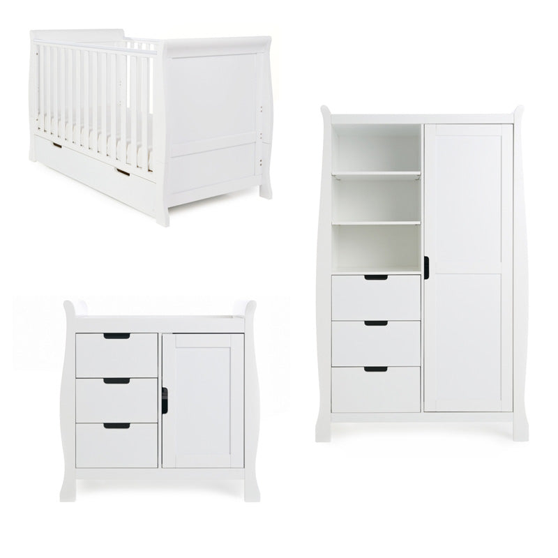 OBaby - Stamford Classic 3 Piece Room Set & Glider Chair - White - Mabel & Fox