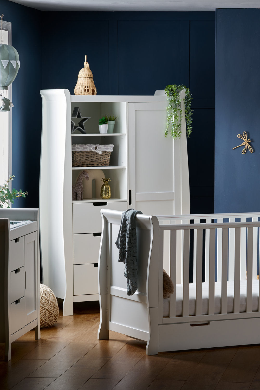 OBaby - Stamford Classic 3 Piece Room Set & Glider Chair - White - Mabel & Fox