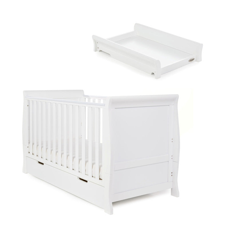 OBaby - Stamford Classic Cot Bed & Cot Top Changer - White - Mabel & Fox