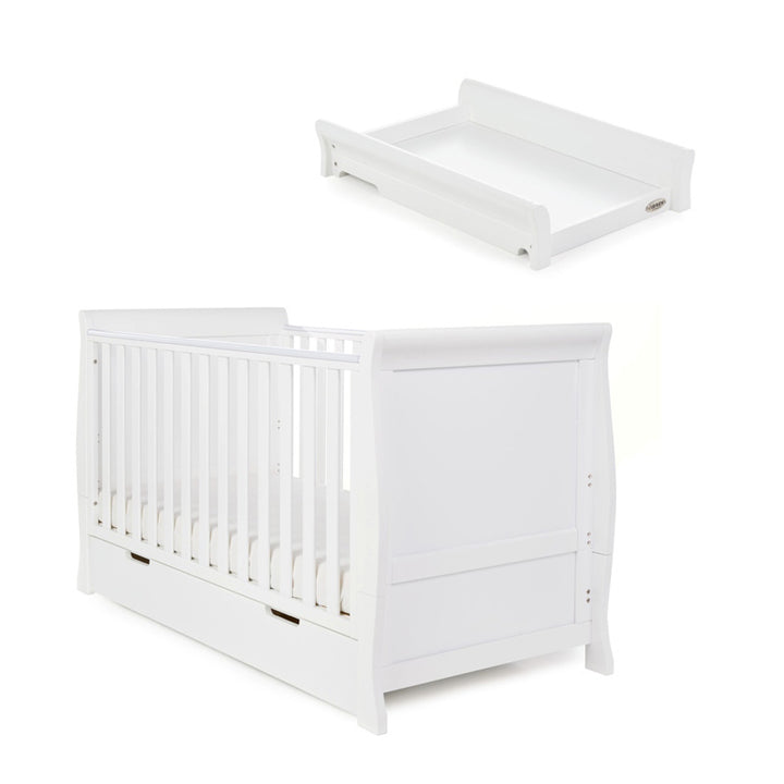OBaby - Stamford Classic Cot Bed & Cot Top Changer - White - Mabel & Fox