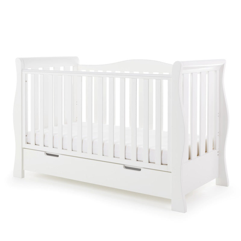OBaby - Stamford Luxe Cot Bed & Moisture Management Mattress - White - Mabel & Fox