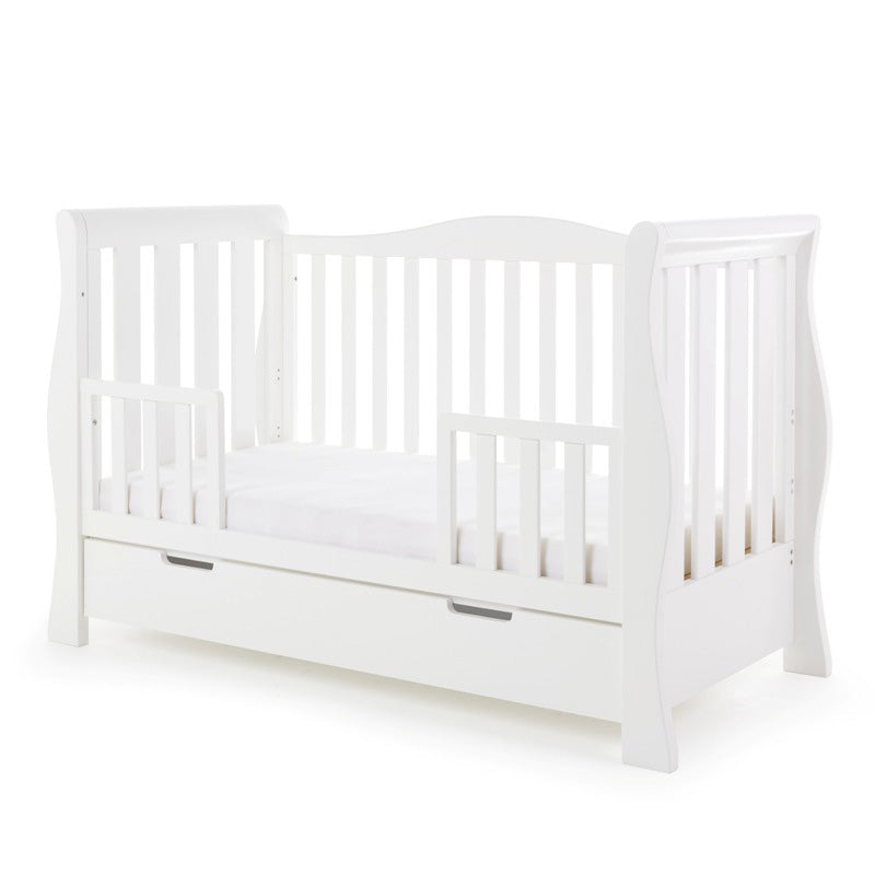 OBaby - Stamford Luxe Cot Bed & Moisture Management Mattress - White - Mabel & Fox