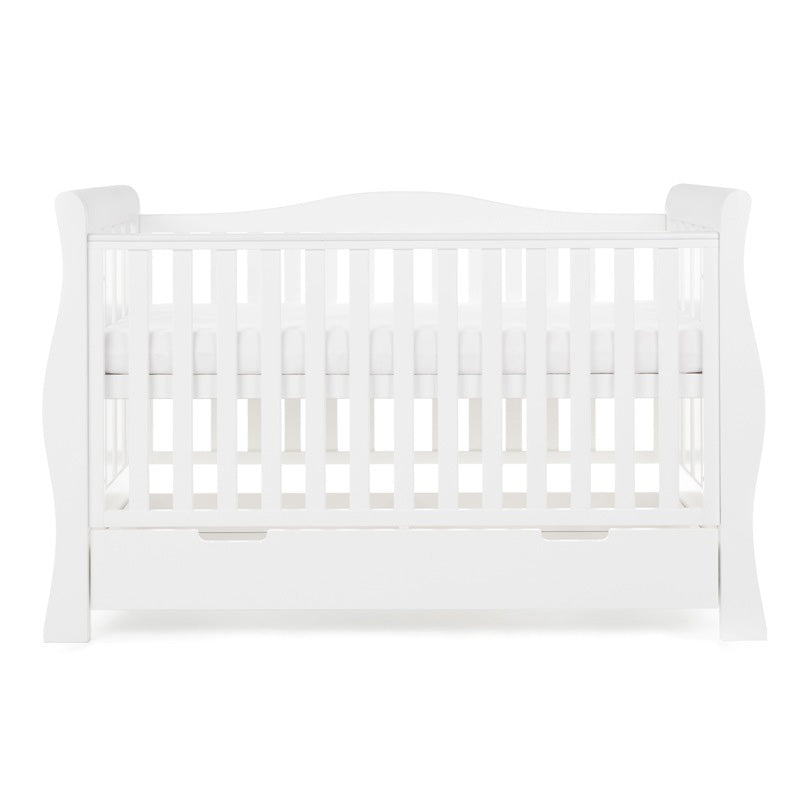 OBaby - Stamford Luxe Cot Bed & Moisture Management Mattress - White - Mabel & Fox