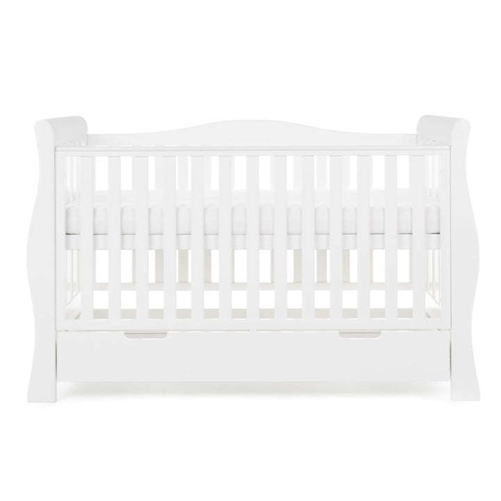 OBaby - Stamford Luxe Cot Bed & Moisture Management Mattress - White - Mabel & Fox