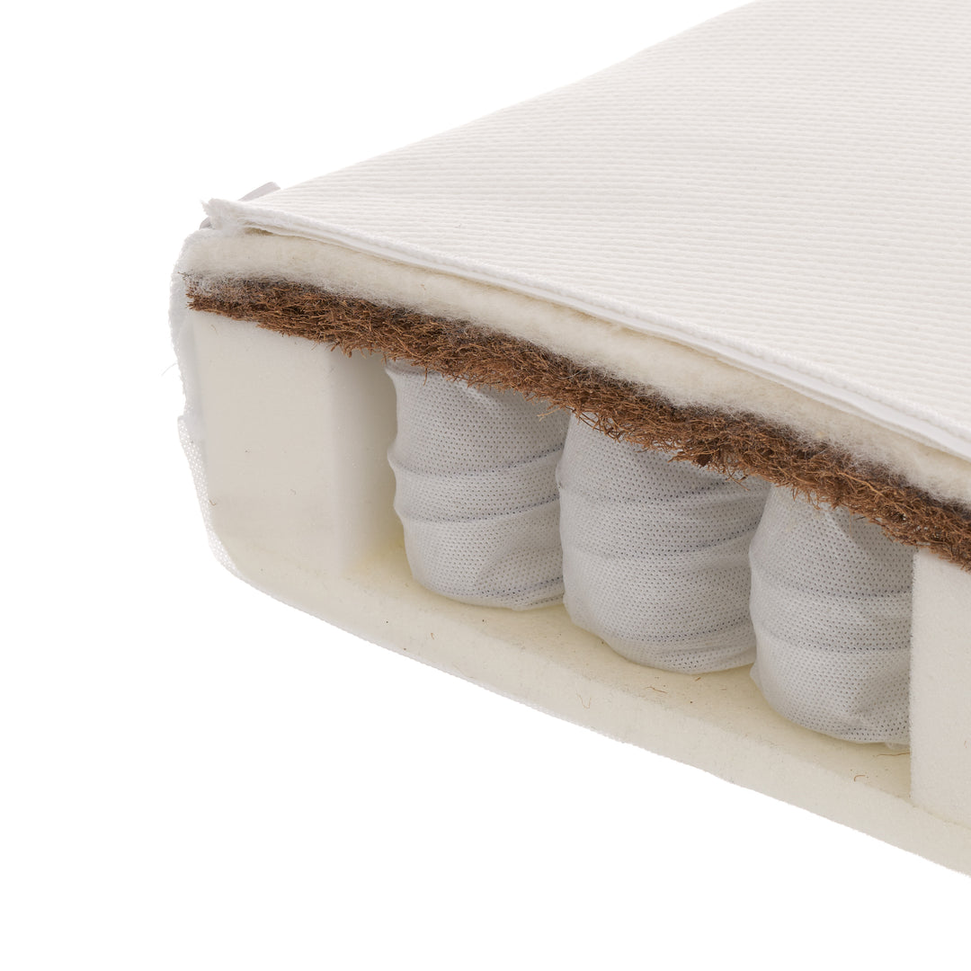OBaby - Stamford Luxe Cot Bed & Moisture Management Mattress - White - Mabel & Fox
