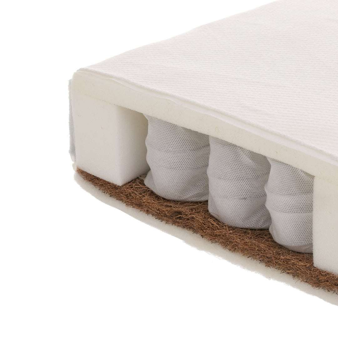 OBaby - Stamford Luxe Cot Bed & Moisture Management Mattress - White - Mabel & Fox