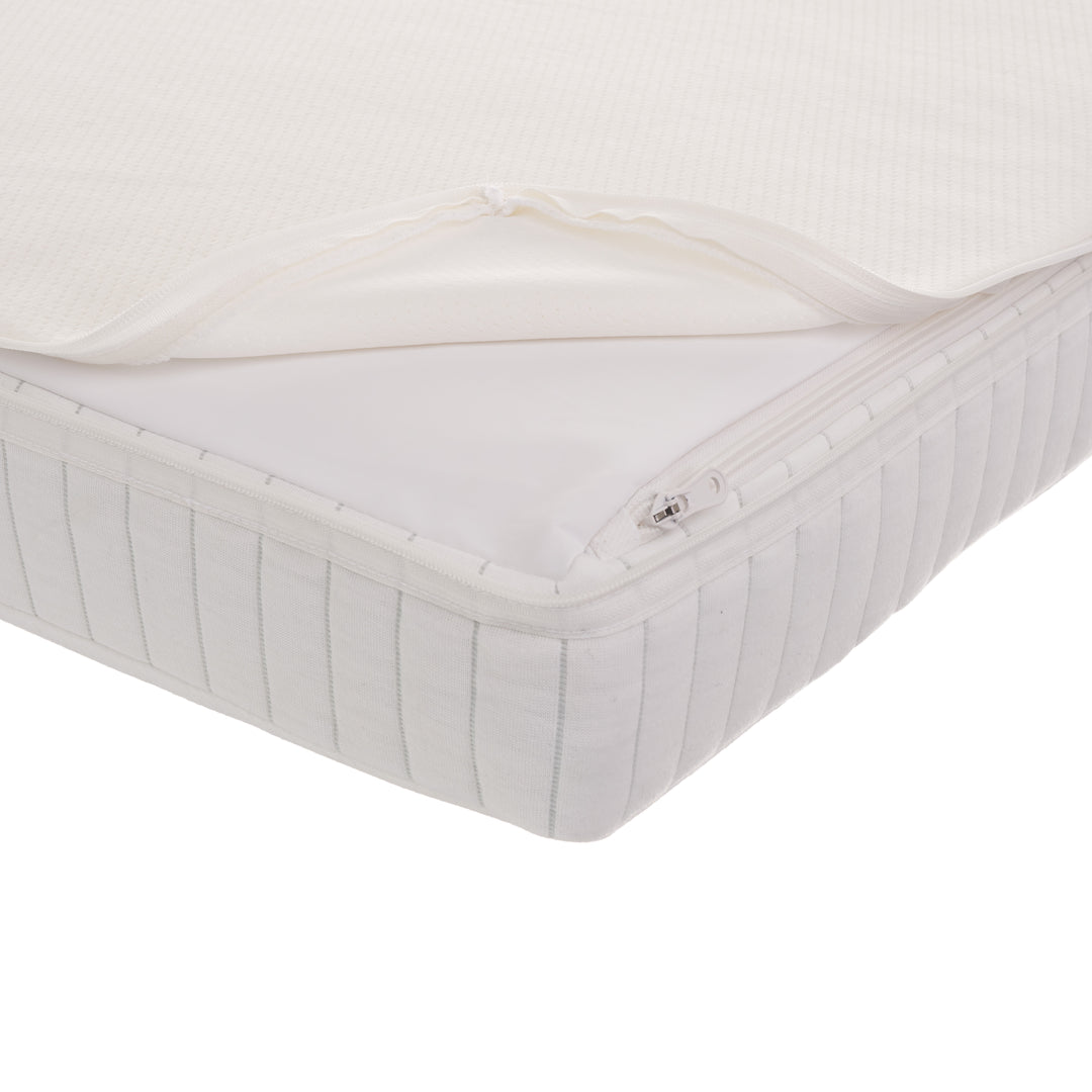 OBaby - Stamford Luxe Cot Bed & Moisture Management Mattress - White - Mabel & Fox