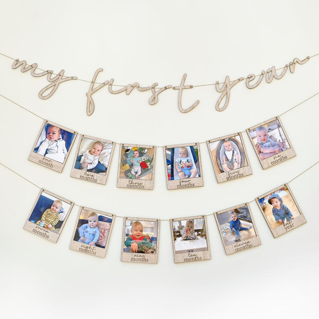 Ginger Ray - My First Year Wooden Baby Photo Bunting