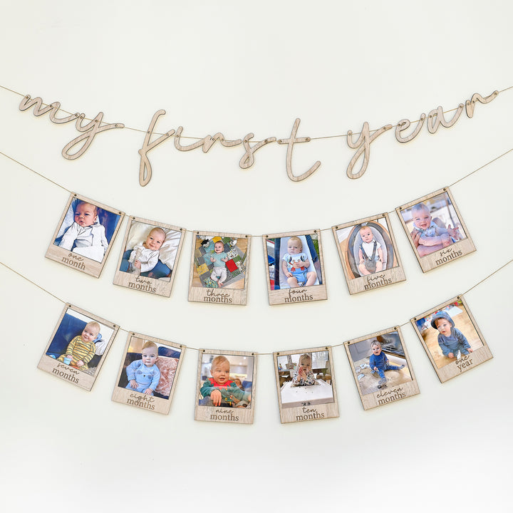 Ginger Ray - My First Year Wooden Baby Photo Bunting