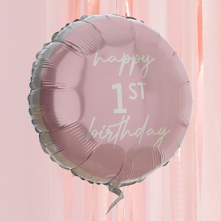 Ginger Ray - Happy 1st Birthday - Pink Foil Balloon