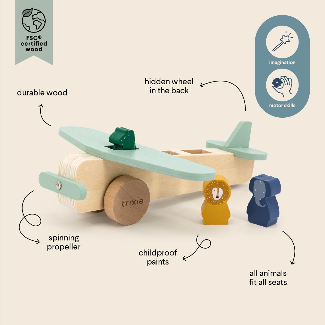 Trixie - Wooden Animal Airplane - All Animals