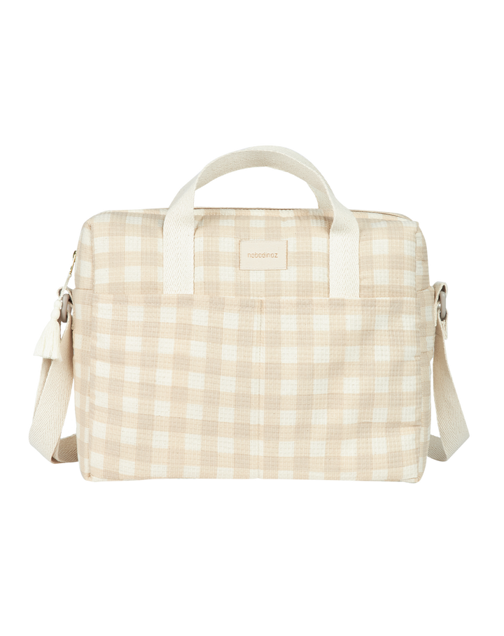 Nobodinoz-Gala Waterproof Changing Bag- Ivory Checks