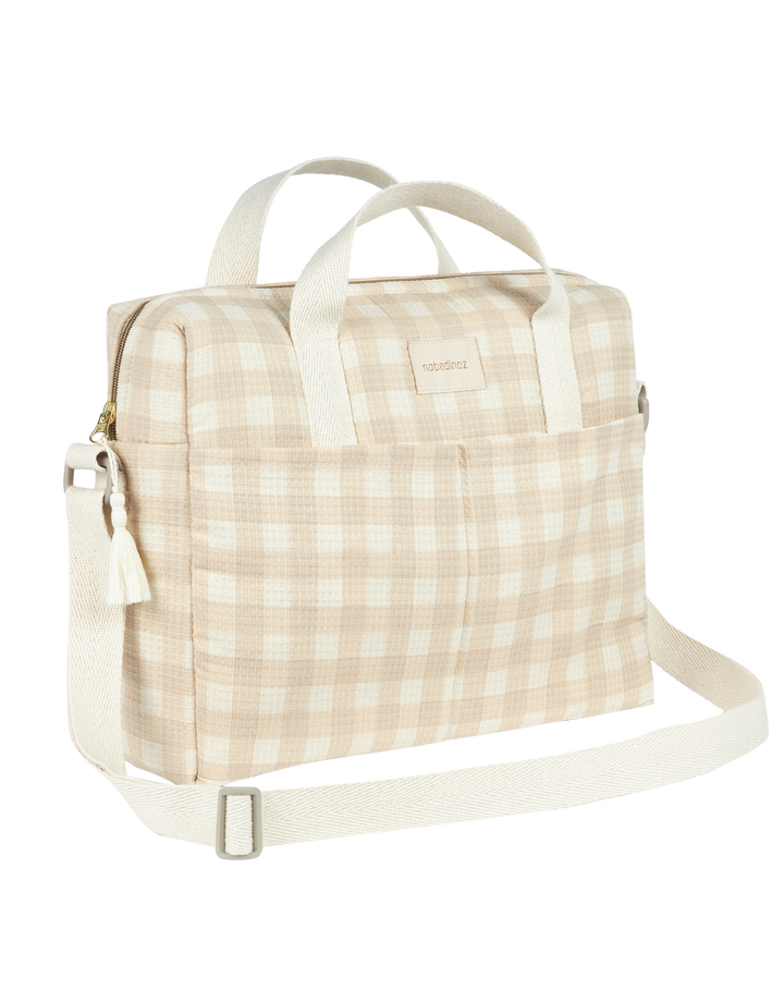 Nobodinoz-Gala Waterproof Changing Bag- Ivory Checks