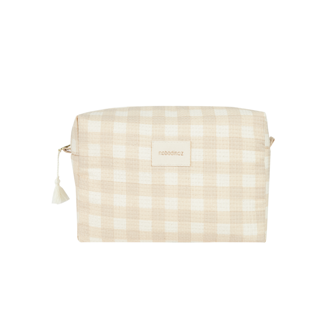 Nobodinoz-Diva Waterproof Vanity Case-Ivory Checks