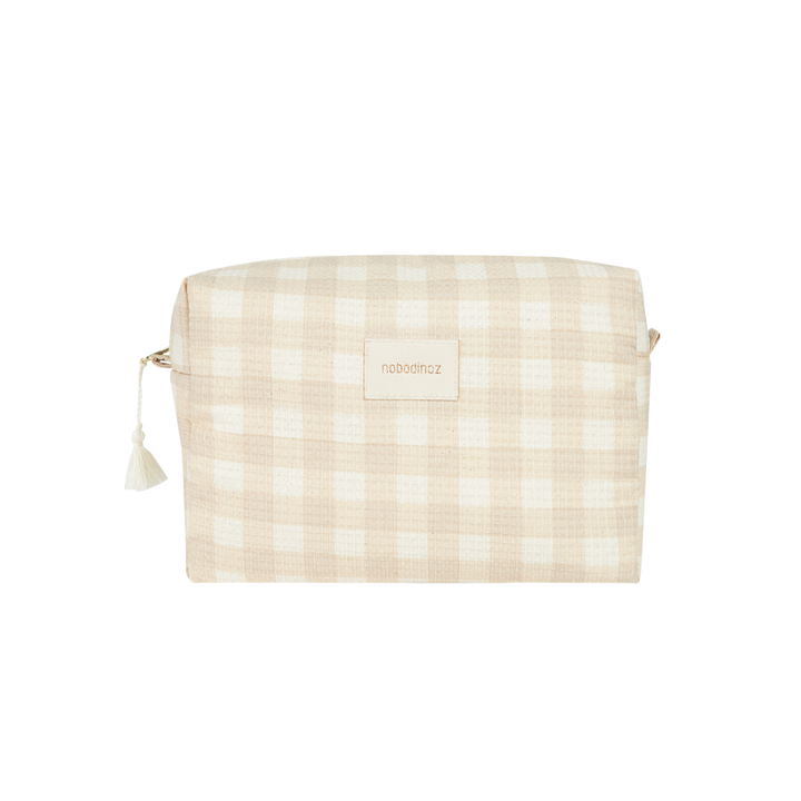 Nobodinoz-Diva Waterproof Vanity Case-Ivory Checks