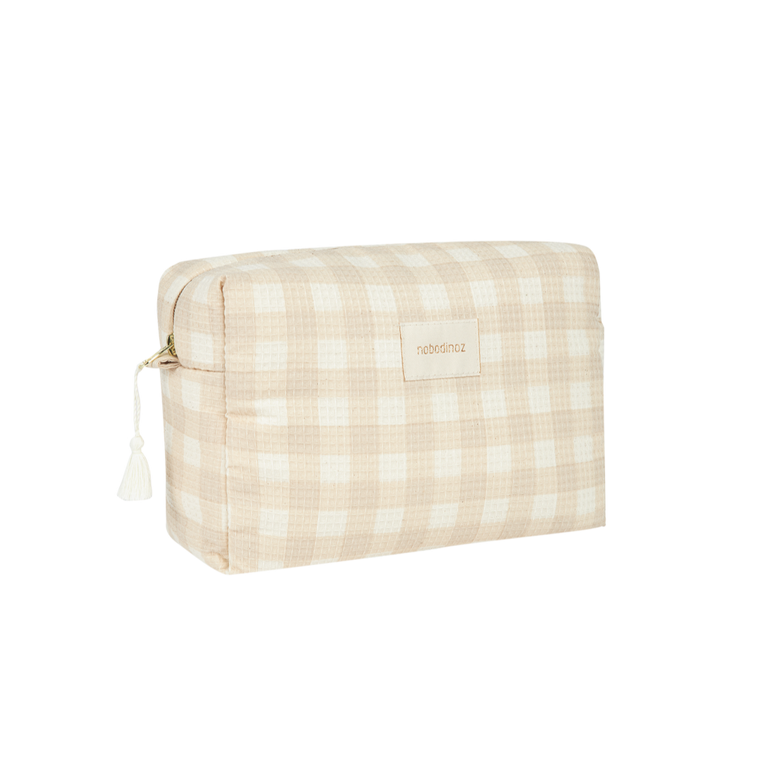 Nobodinoz-Diva Waterproof Vanity Case-Ivory Checks