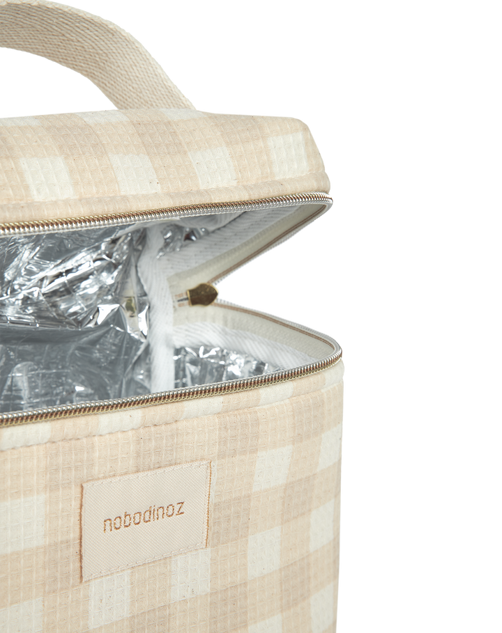 Nobodinoz-Concerto Insulated Baby Bottle And Lunch Bag- Ivory Checks