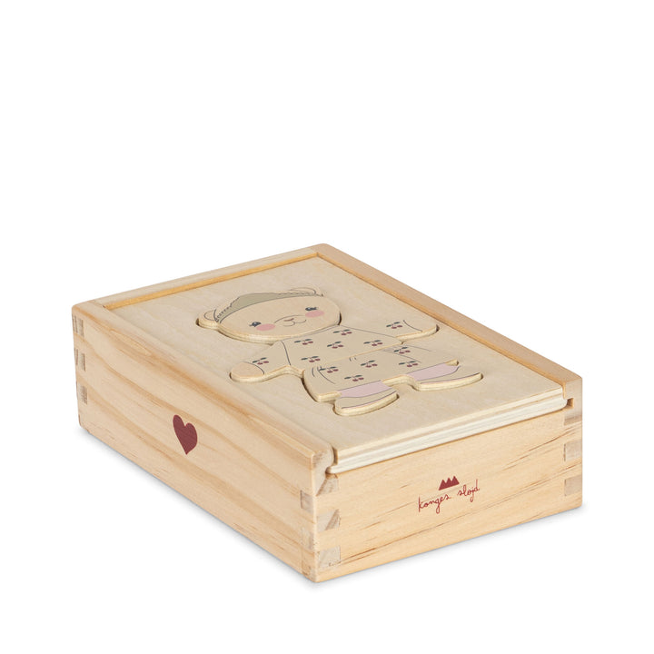 Konges Slojd - Wooden Teddy Dress Up Puzzle - Dusty Pink
