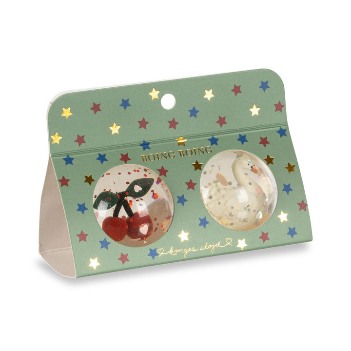 Konges Slojd – Bouncing Balls – Cherry/Swan (2 Pack) - Mabel & Fox