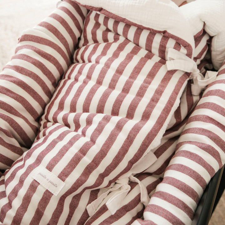 Pasito a Pasito - Baby Nest / Blanket - Cherry Stripes - Mabel & Fox