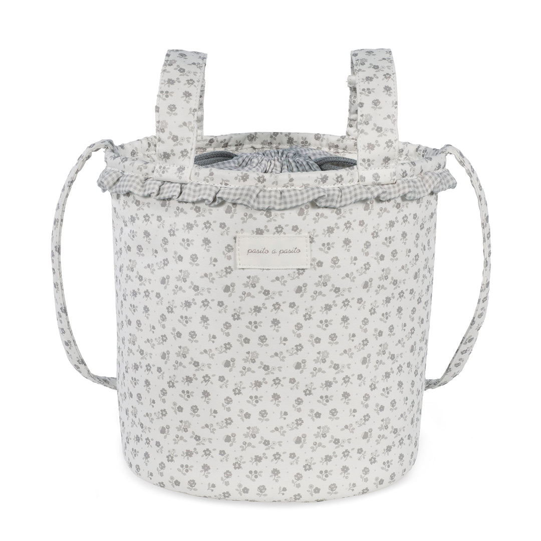 Pasito a Pasito - Bucket Bag - Little Bloom Flowers Grey - Mabel & Fox