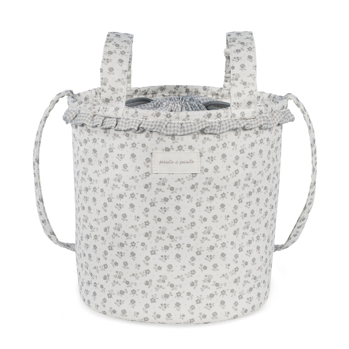 Pasito a Pasito - Bucket Bag - Little Bloom Flowers Grey - Mabel & Fox