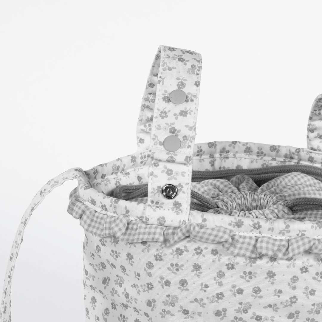 Pasito a Pasito - Bucket Bag - Little Bloom Flowers Grey - Mabel & Fox