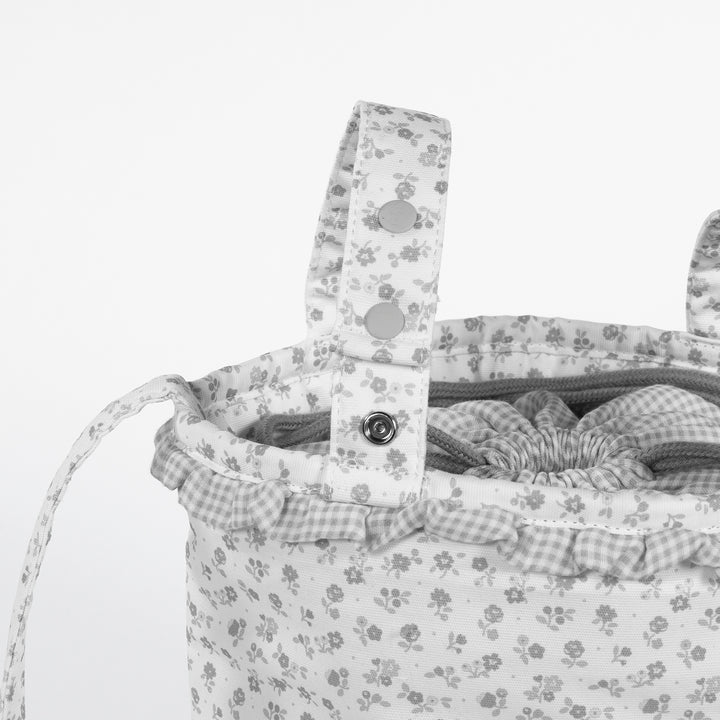 Pasito a Pasito - Bucket Bag - Little Bloom Flowers Grey - Mabel & Fox