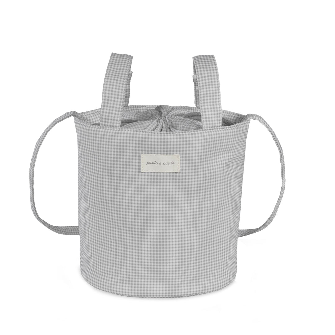 Pasito a Pasito - Bucket Bag - Little Bloom Vichy Grey - Mabel & Fox
