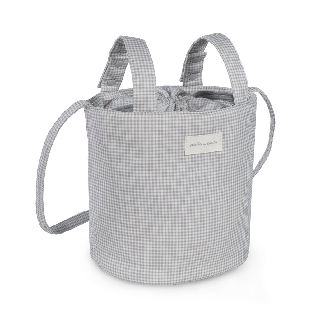 Pasito a Pasito - Bucket Bag - Little Bloom Vichy Grey - Mabel & Fox