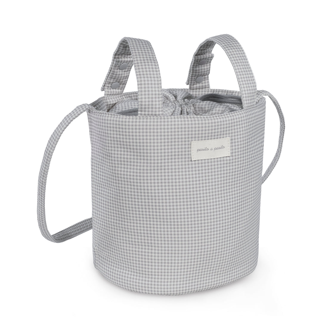Pasito a Pasito - Bucket Bag - Little Bloom Vichy Grey - Mabel & Fox