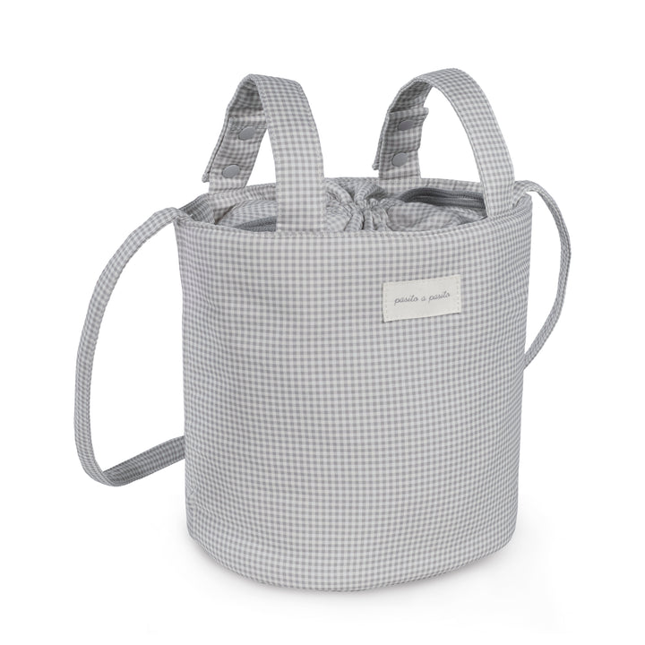 Pasito a Pasito - Bucket Bag - Little Bloom Vichy Grey - Mabel & Fox