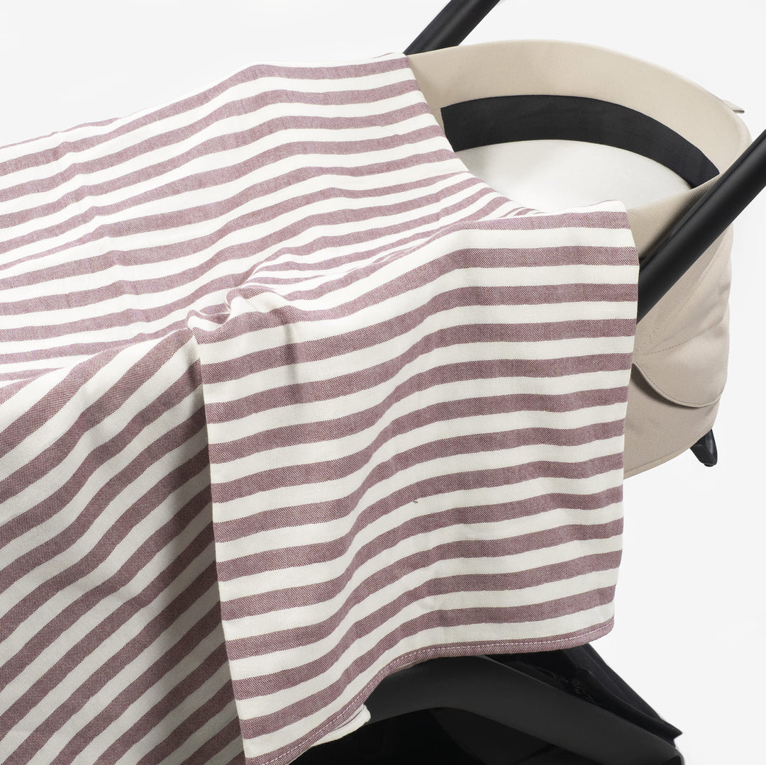 Pasito a Pasito - Carrycot Fitted Sheet & Muslin - Cherry Stripes - Mabel & Fox