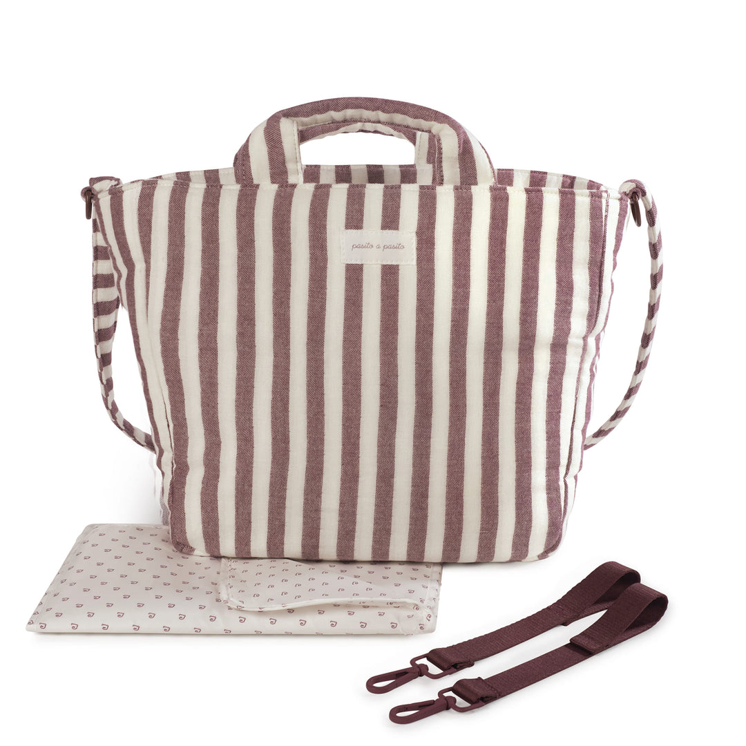 Pasito a Pasito - Changing Bag - Cherry Strips - Mabel & Fox