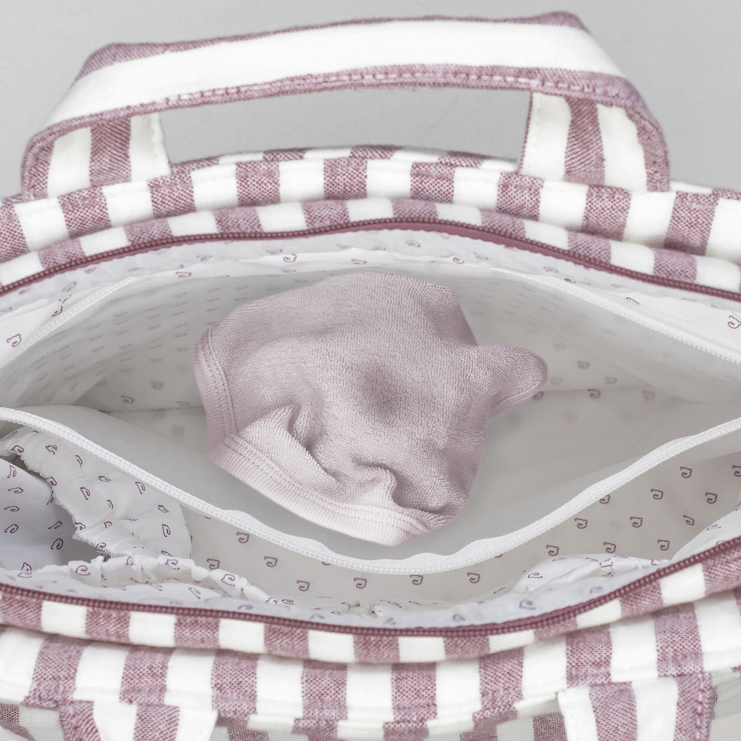 Pasito a Pasito - Changing Bag - Cherry Strips - Mabel & Fox