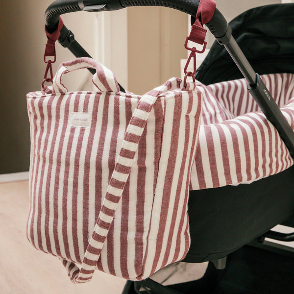 Pasito a Pasito - Changing Bag - Cherry Strips - Mabel & Fox