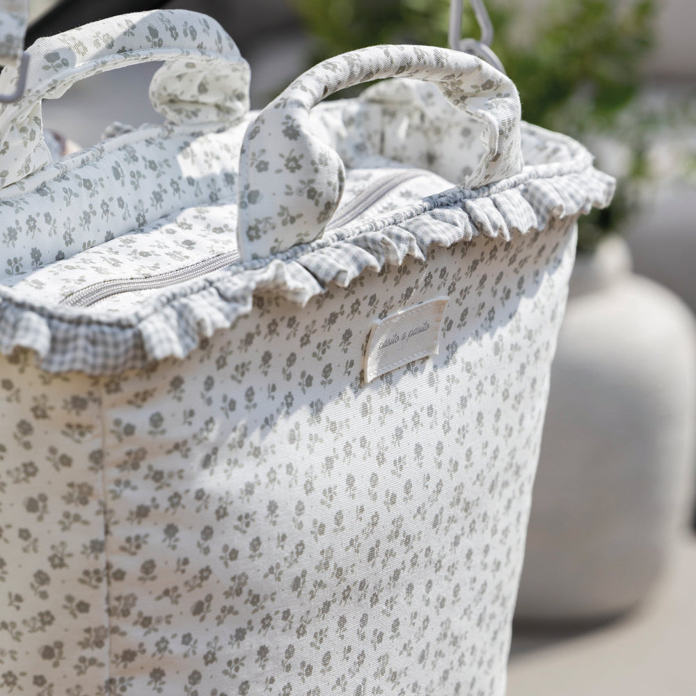 Pasito a Pasito - Changing Bag - Little Bloom Flowers Grey - Mabel & Fox
