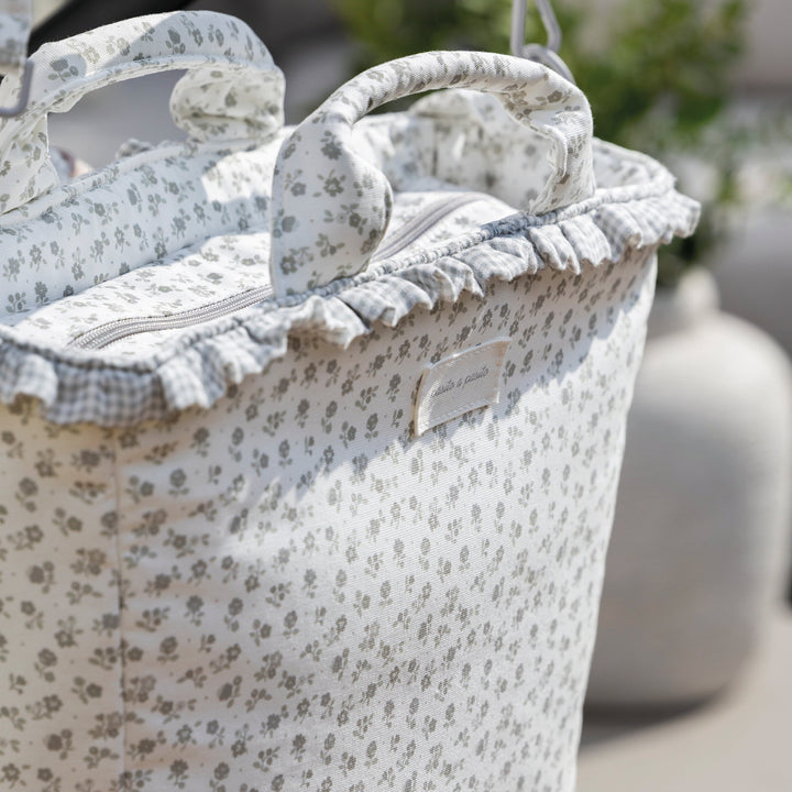Pasito a Pasito - Changing Bag - Little Bloom Flowers Grey - Mabel & Fox