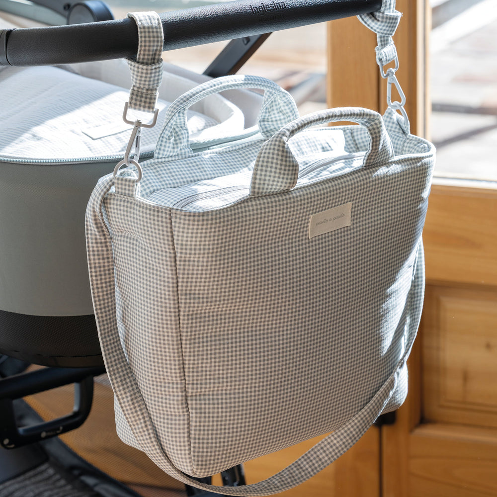 Pasito a Pasito - Changing Bag - Little Bloom Vichy Grey - Mabel & Fox
