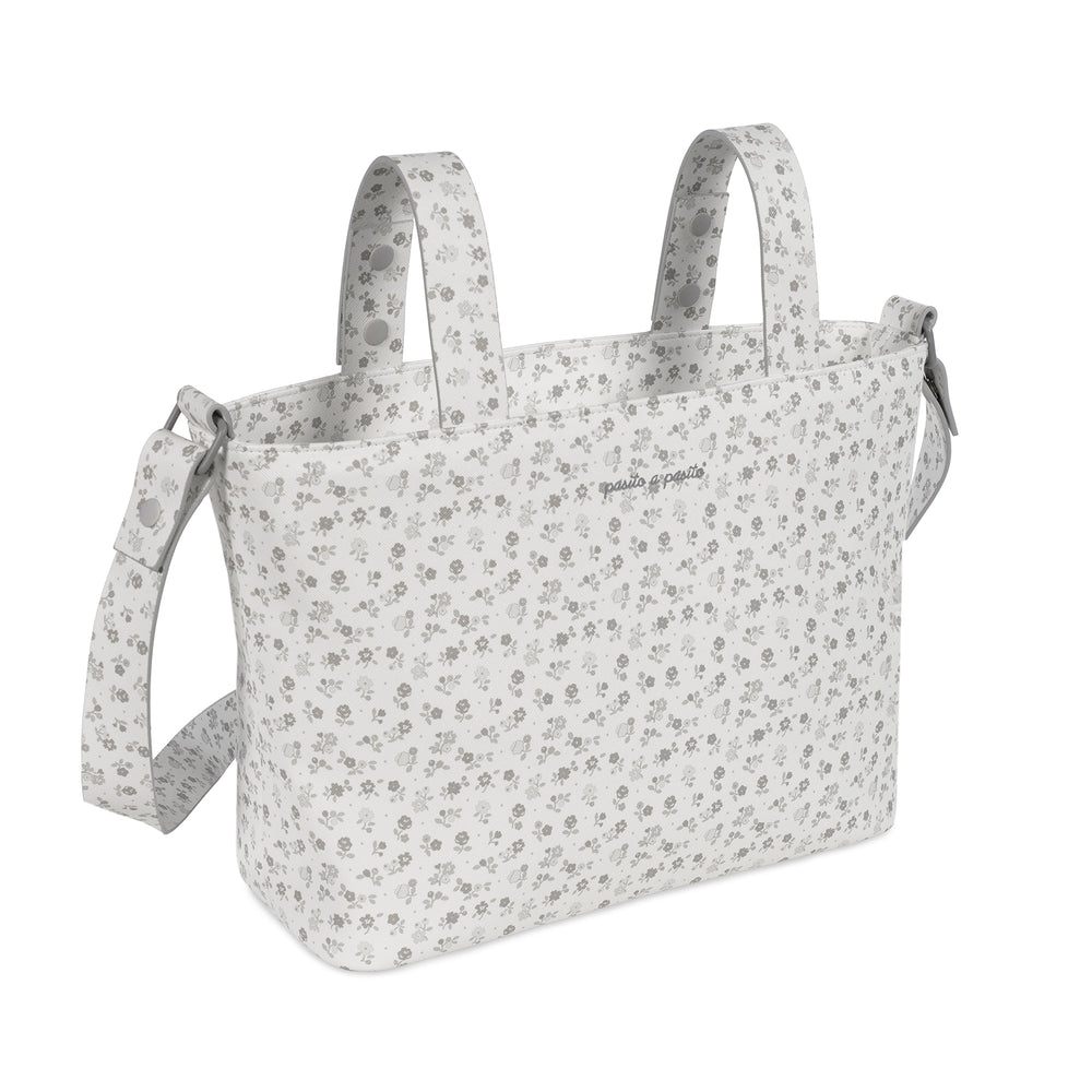 Pasito a Pasito - Crossbody Bag - Little Bloom Flowers Grey - Mabel & Fox