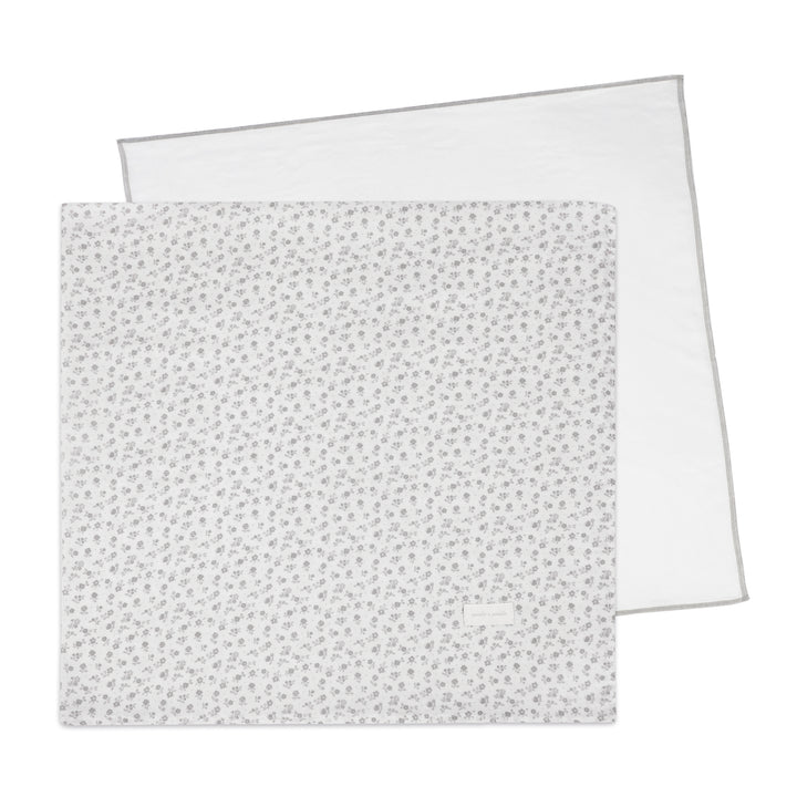 Pasito a Pasito - Muslin Cloth Set - Little Bloom Flowers Grey (2 Pack) - Mabel & Fox