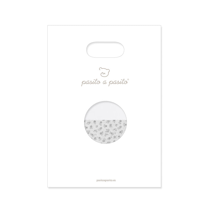 Pasito a Pasito - Muslin Cloth Set - Little Bloom Flowers Grey (2 Pack) - Mabel & Fox